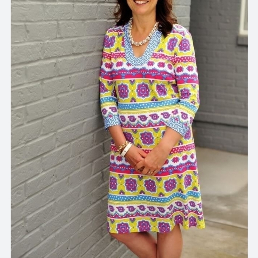 J.McLaughlin Gisel Tunic Dress Catalina Cloth Fiesta Print Medium